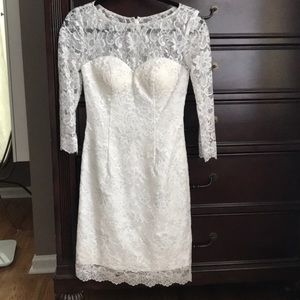 Dalia Macphee White lace cocktail dress